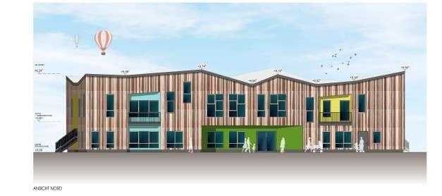 Neubau der Kita in Gehren durch das RJ Planungsbüro - dem Architekturbüro in Kassel und Erfurt, das auf Gesundheitsbauten und Sozialbauten spezialisiert ist.