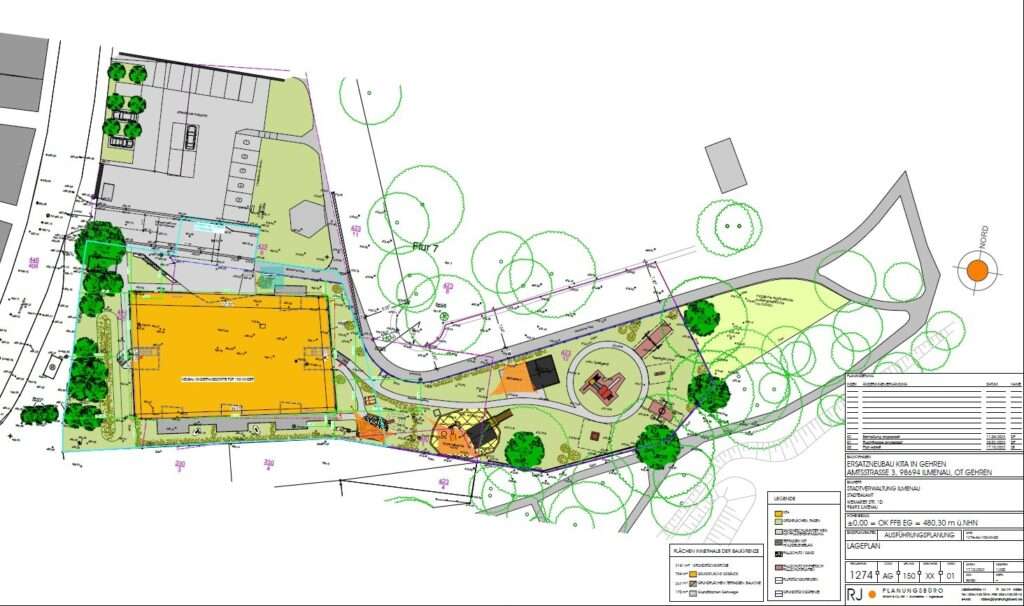 Neubau der Kita in Gehren durch das RJ Planungsbüro - dem Architekturbüro in Kassel und Erfurt, das auf Gesundheitsbauten und Sozialbauten spezialisiert ist.