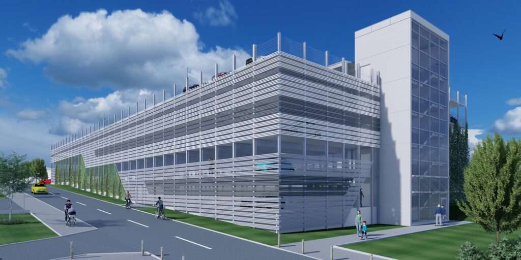 Neubau des Parkhauses am Klinikum Weimar durch das RJ Planungsbüro - Architekturbüro Kassel und Erfurt für Sozialbauten und Gesundheitsbau